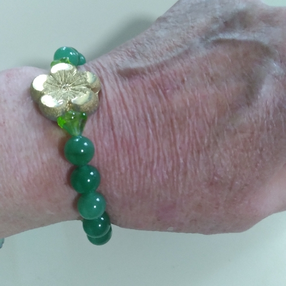 💎🎁 8" Boho Genuine Green Aventurine Flower 🌼 Bracelet 🙂 Magnetic Closure!💥 - Picture 7 of 14